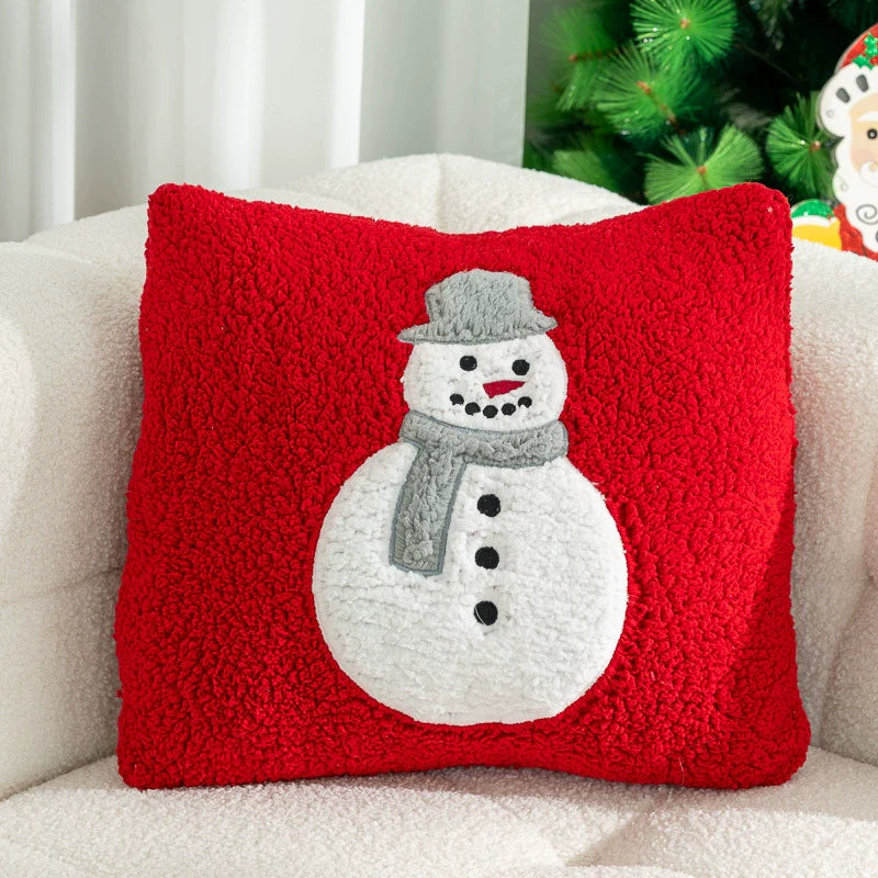 Flannel Embroidered Santa Claus Throw Pillow
