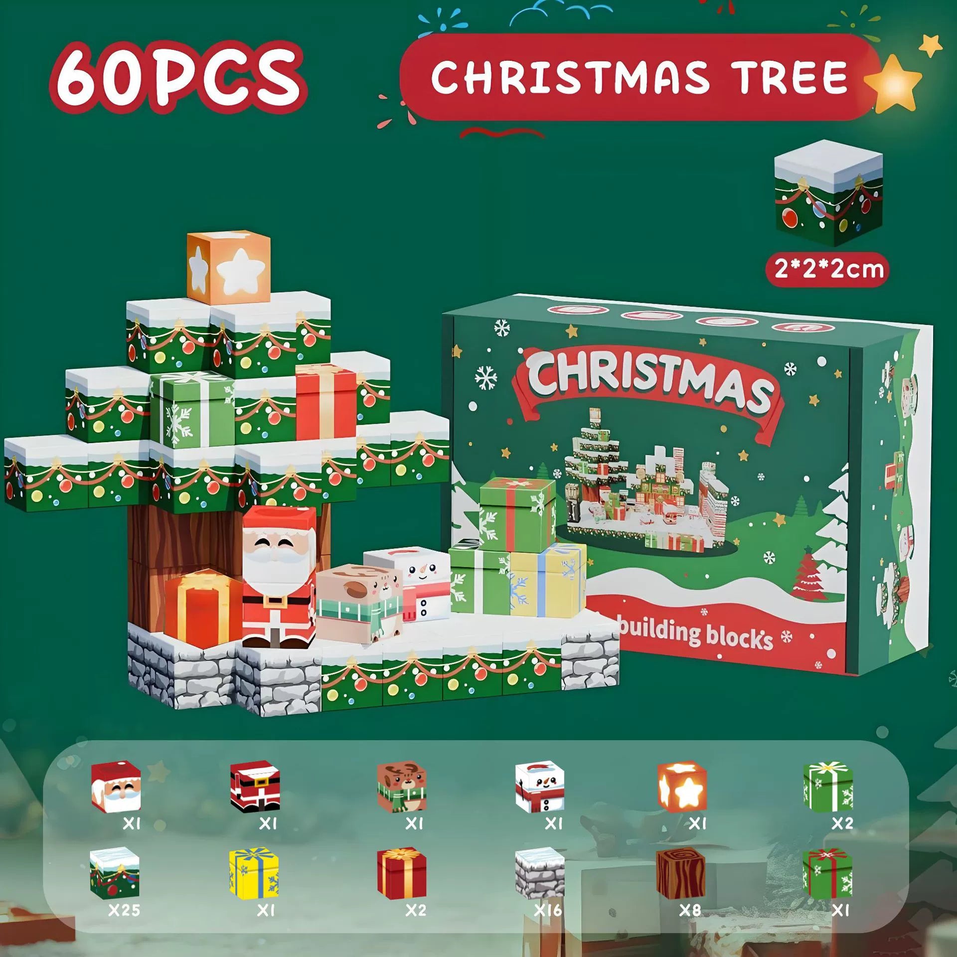Diy Christmas Magnetic Tiles Building Blocks Set