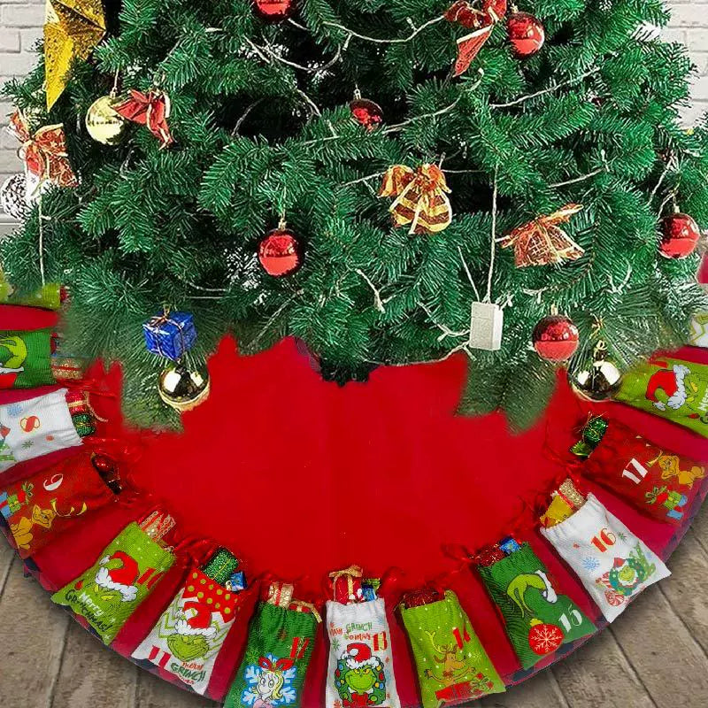 Grinch Christmas Tree Skirt Countdown Gift Bag