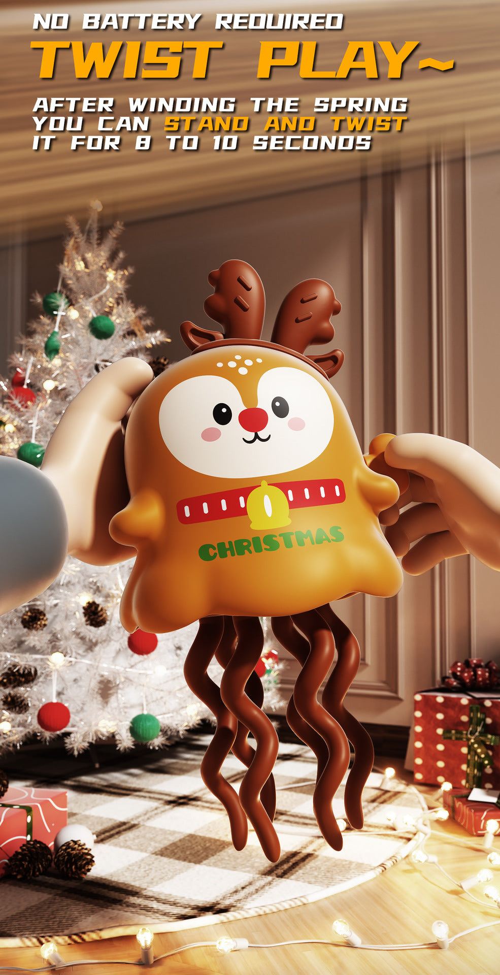 Wind Up Christmas Elk Twisting Dancing Toy