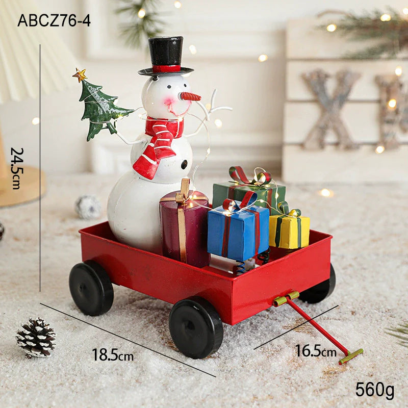 Christmas Iron Sleigh Train Decoration — Festive Holiday Desktop Ornament