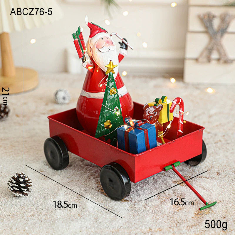Christmas Iron Sleigh Train Decoration — Festive Holiday Desktop Ornament