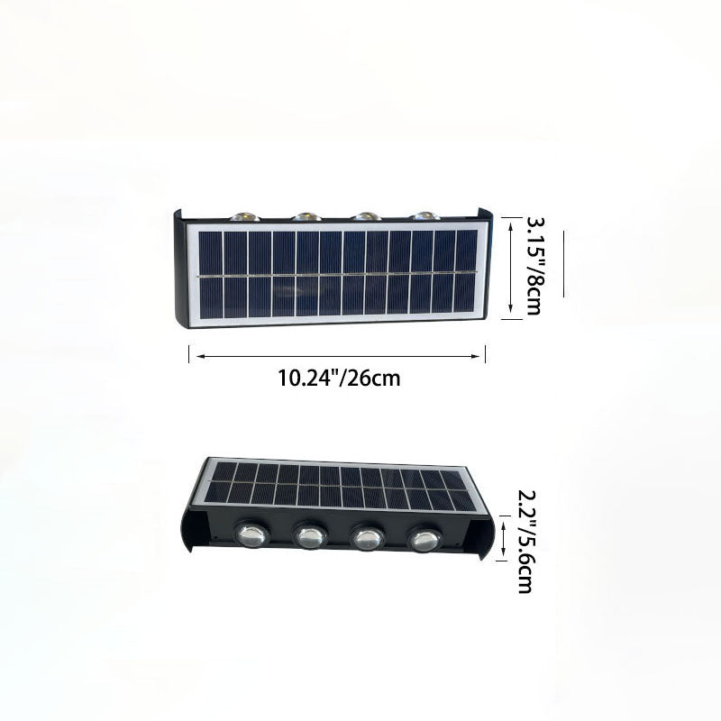 Maliben | Lumiora Modern Solar-Led Wall Lamp For Outdoors | Rectangular Design | Ip56 Waterproof | Different Sizes & Light Intensities