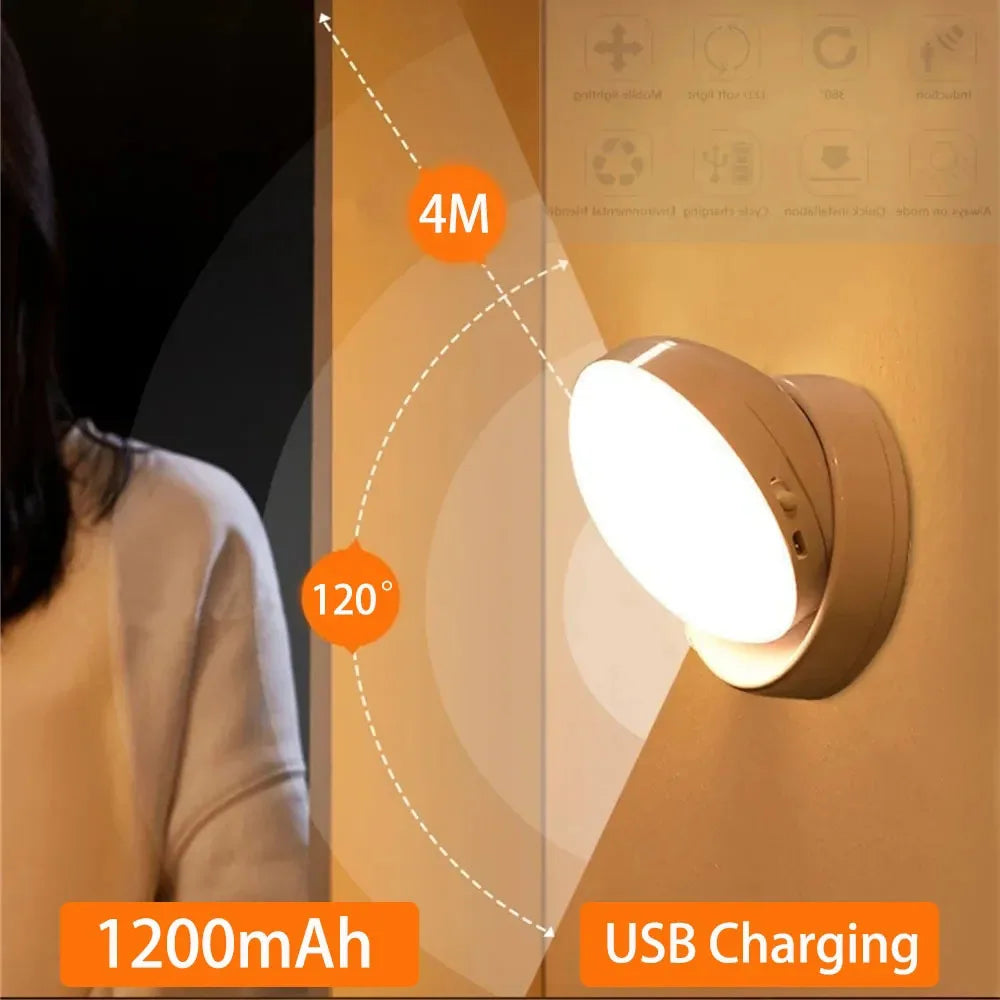 Maliben | Lumiflex360 Led Night Light | Motion Sensor | 360° Rotatable | Rechargeable | Magnetic & Wireless