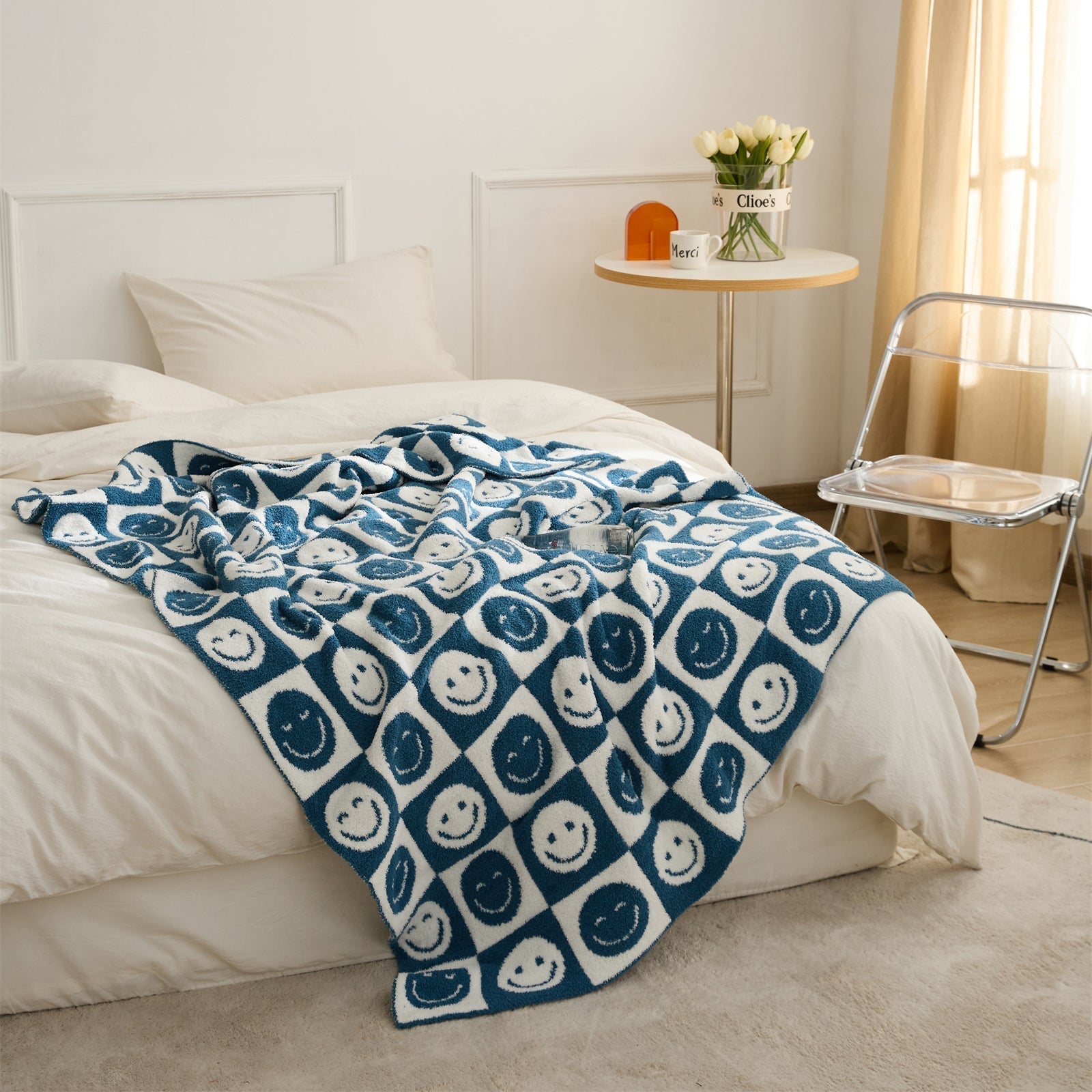 Maliben Smiley Checked Blanket