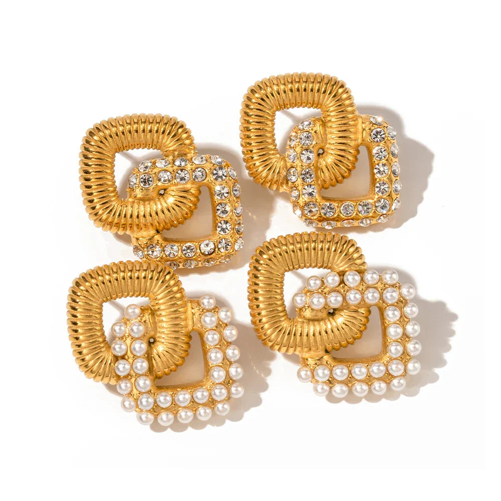 Maliben | 18k Textured Dual Squircle Earrings