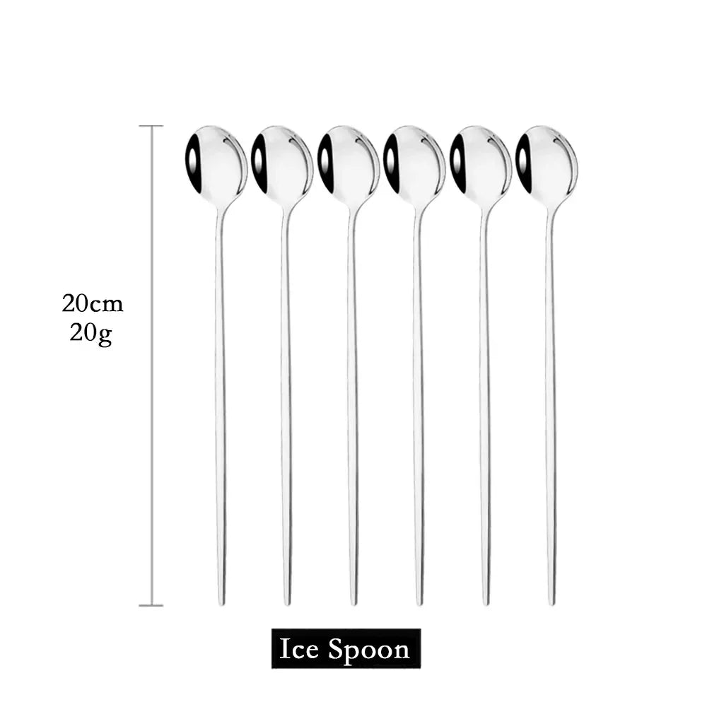 Maliben | Golden 6-piece Long Handle Spoon Set