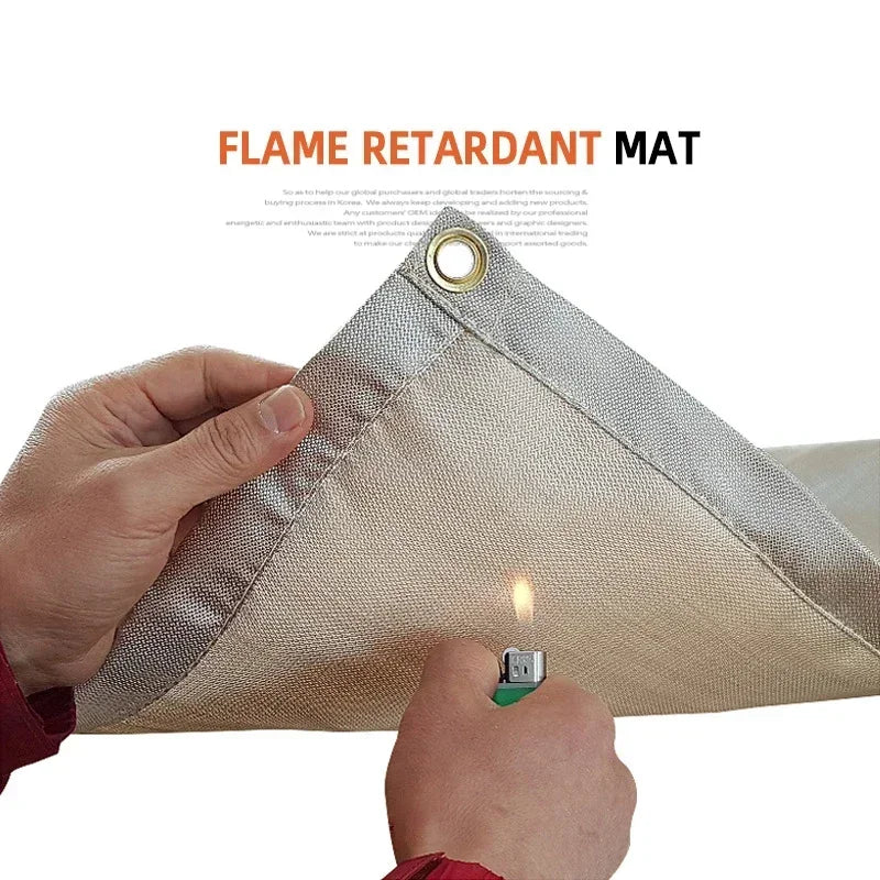 Maliben | Campvita Fire Protection Camping Mat | Heat Resistant & Fireproof | Ideal For Grill & Campfire | Fiberglass Beige