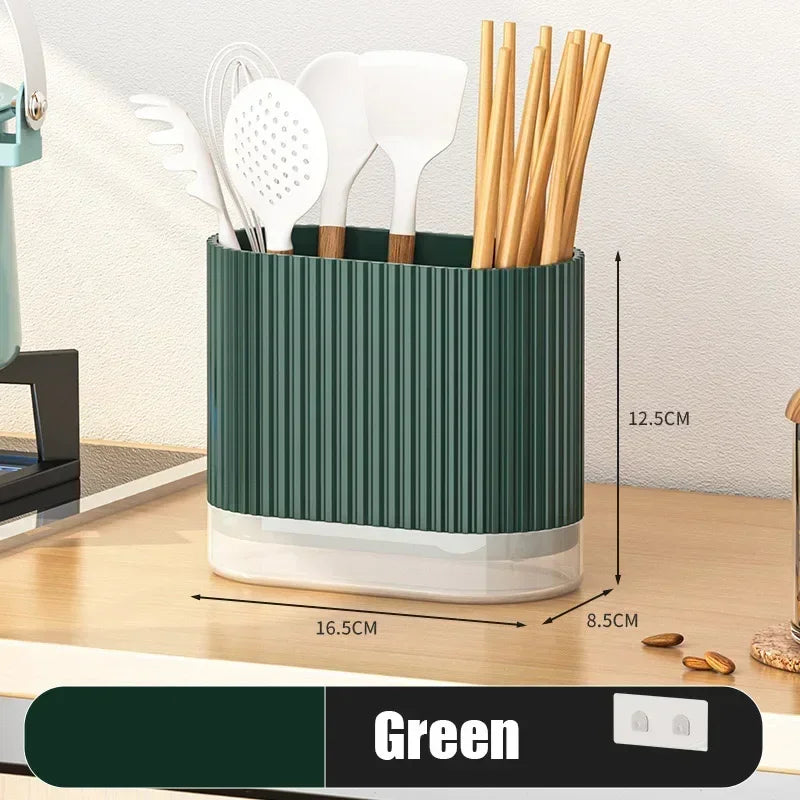 Maliben | Cutlery Organizer Duo | Wall-Mountable Cutlery Holder | No Drilling | Draining Function | 16.5 × 8.5 × 12.5 Cm