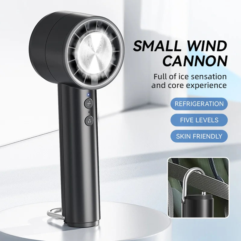 Maliben | Brisano Aircool Mini Hand Fan With Cooling Function | 5 Speeds | Led Display & Usb Charging | Quiet & Portable | For Travel, Office & Outdoor
