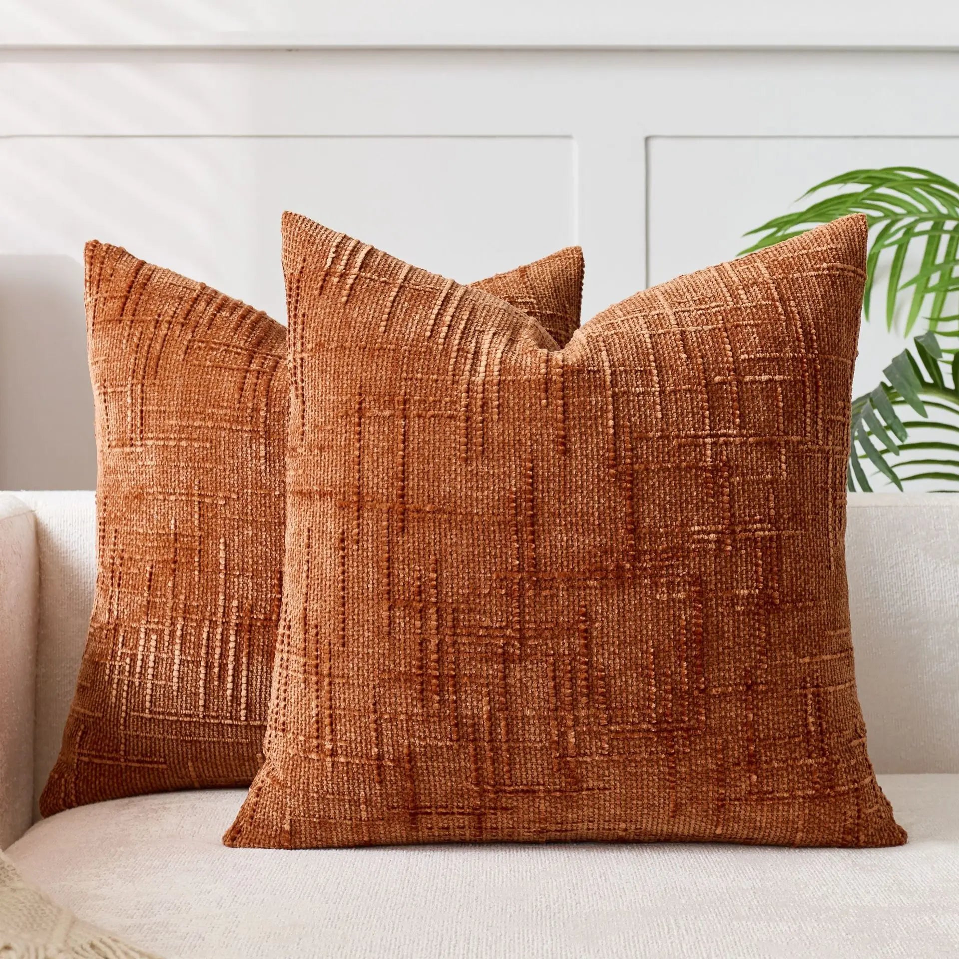 Maliben | Chenille Cushion With Bamboo Texture In Solid Color For Sofa And Bedroom