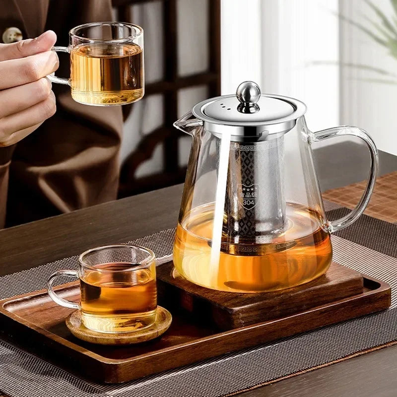 Maliben | 450ml-950ml Heat Resistant Glass Teapot – Stainless Steel Tea Filter, Flower Kettle For Kung Fu Tea, Puer And Oolong Tea