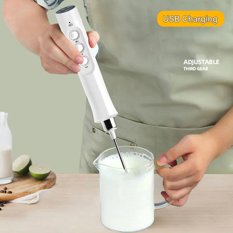 Maliben | 3 In 1 Electric Milk Frother Rechargeable Milk Foam Maker Handheld Frother High Speed Milk Frother Drink Mixer Coffee