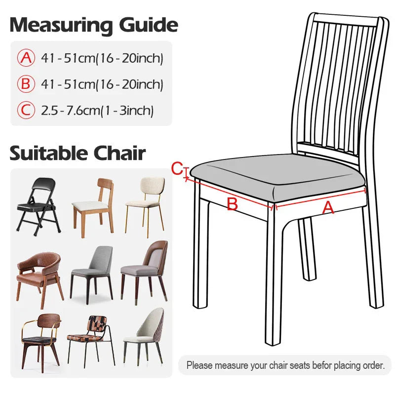 Maliben | Casalino | Waterproof Chair Seat Covers | Elastic & Washable | Checked Design | 4 Variants | For Kitchen & Dining Room