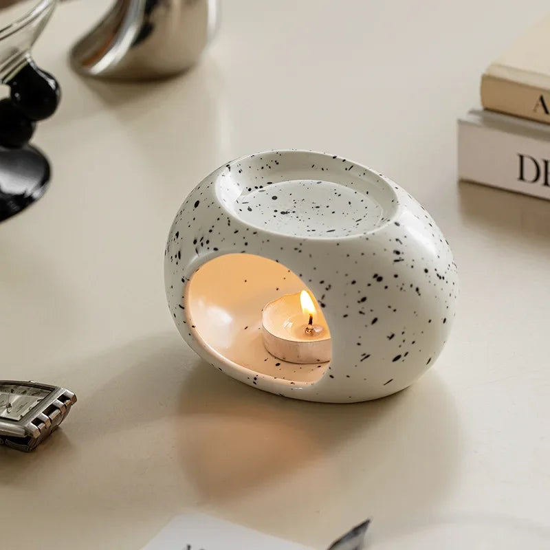 Maliben | Aroma Oven Scentura | Black Ceramic Scent Diffuser | For Essential Oils & Incense Sticks | Spa & Home