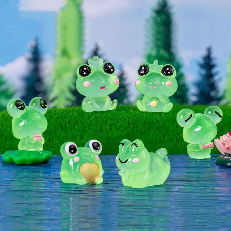Maliben | Lumofrosch Figure Set | Glowing Mini Frogs | For Fairy Garden, Aquarium & Decoration
