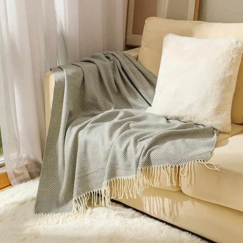Maliben | Nordic Stripe Throw Sofa Blanket