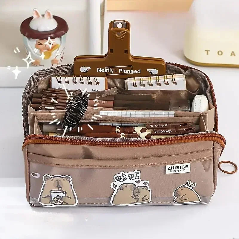 Maliben | Pencil Case Kidzora Crystalbag | Transparent & Versatile | 10-Pocket Design | Large Capacity For School & Leisure