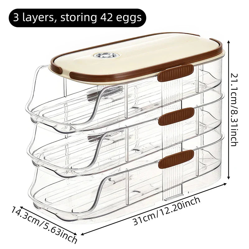 Maliben | Fridge Organizer Automatic Rolling Transparent Egg Storage Box