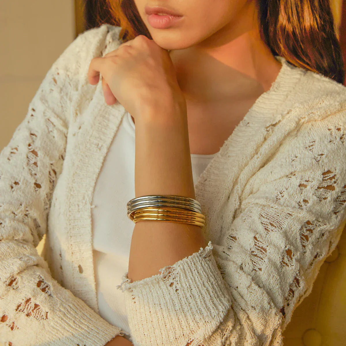 Maliben | 18k Triple Ribbed Bangle Bracelet