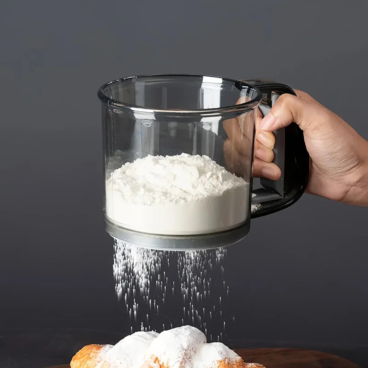 Maliben | Bakina Flour Sieve Semi-Automatic | Double Sieve With Squeeze Handle | Fine Mesh For Baking & Powdered Sugar | Set Of 2