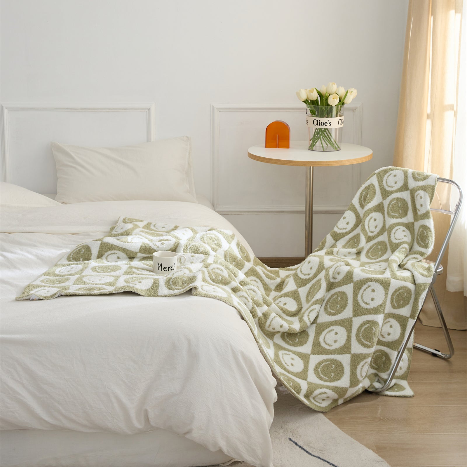 Maliben Smiley Checked Blanket