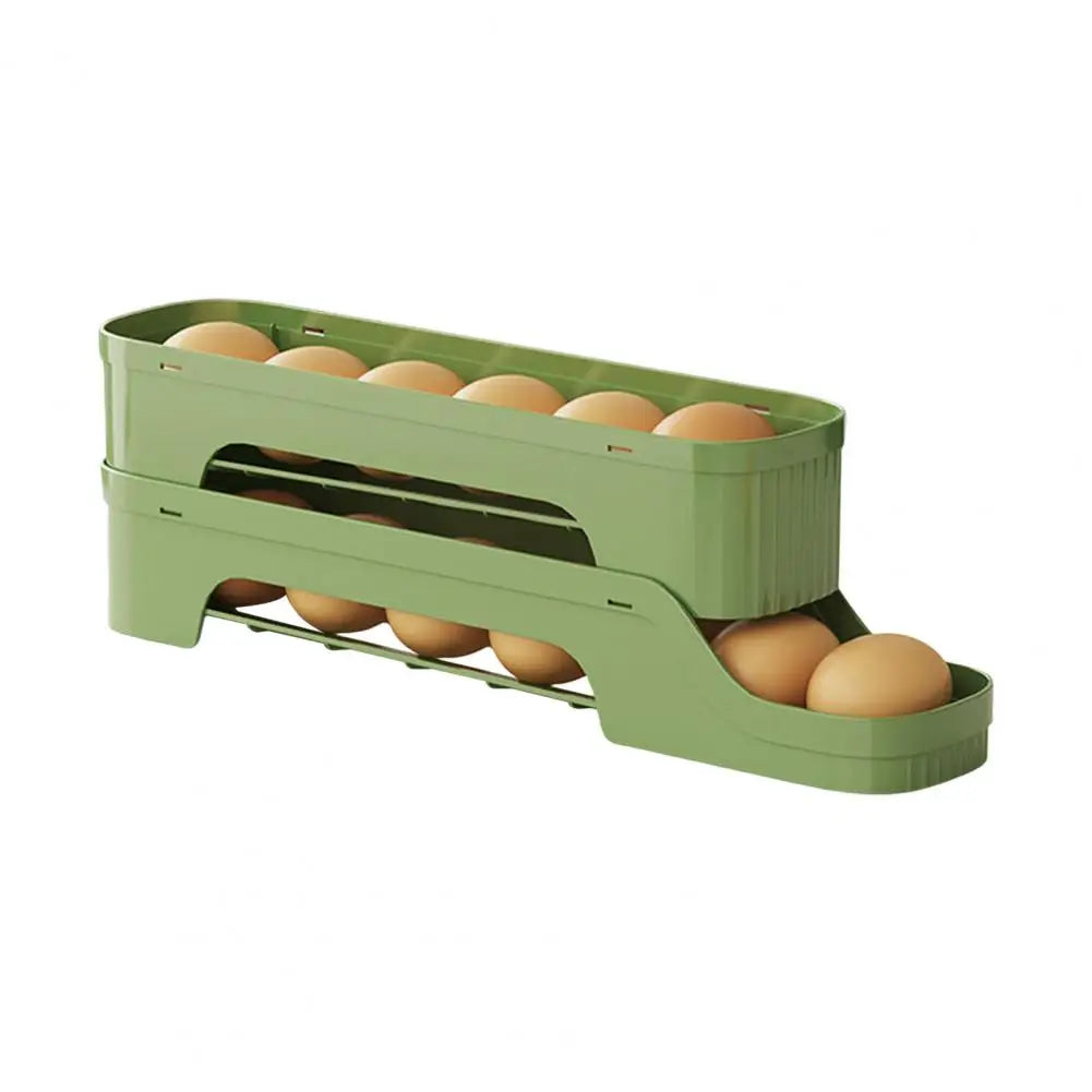 Maliben | Egg Box Rollomaxx | 4-Tier Egg Organizer | Space-Saving & Self-Rolling | Transparent Design