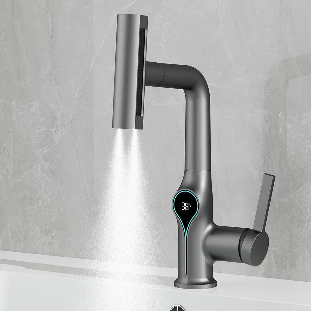 Maliben | Faucet With Waterfall Jet Temperature Display And Adjustable Sprayer