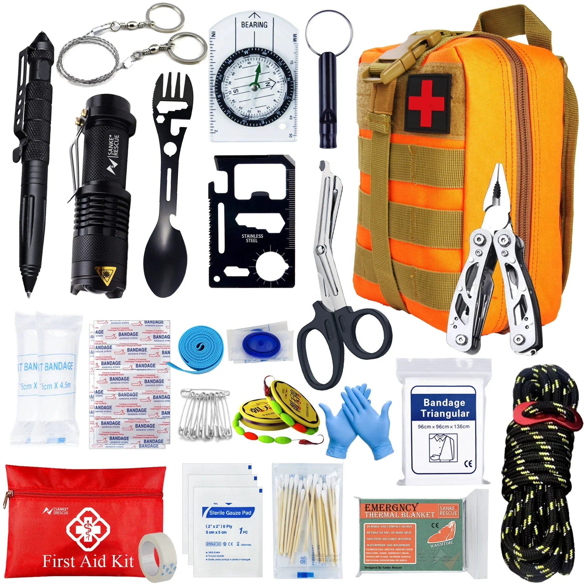 Maliben | Survivora24 Emergency Set | 24-Piece Outdoor Survival Kit With First Aid Equipment | For Hiking, Camping, Disaster Protection & Adventure