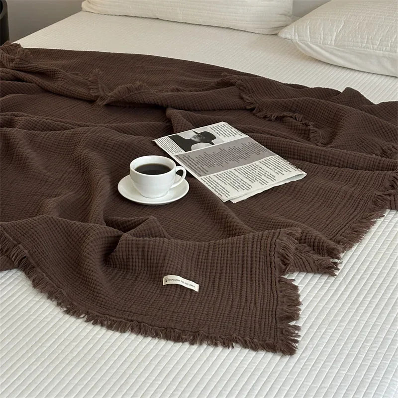 Maliben | Solid Color Cotton Sofa Blanket