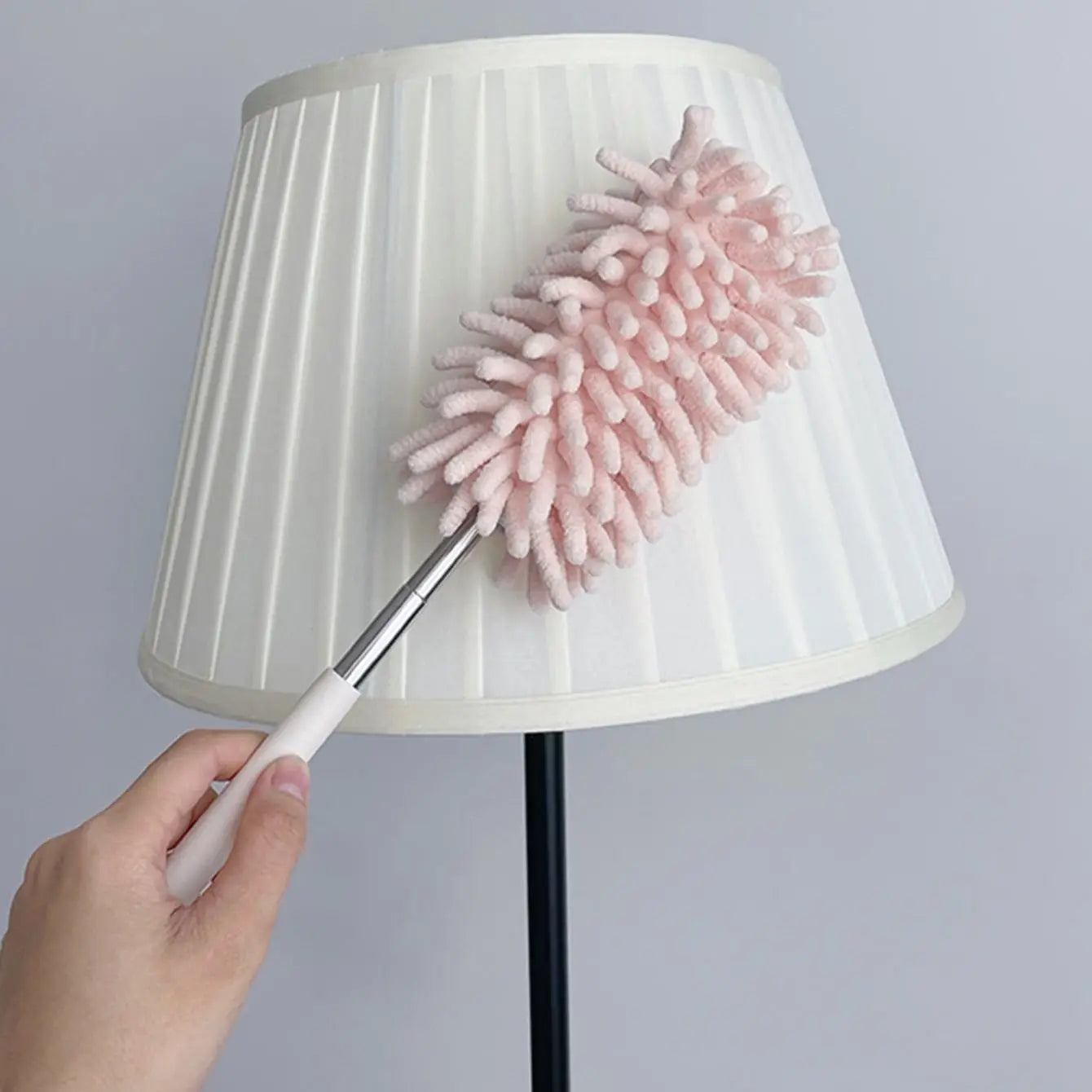 Maliben | Dustella Telescopic Duster | Extendable Up To 80 Cm | Microfiber Chenille & Stainless Steel Handle – For Ceiling, Furniture & Corners