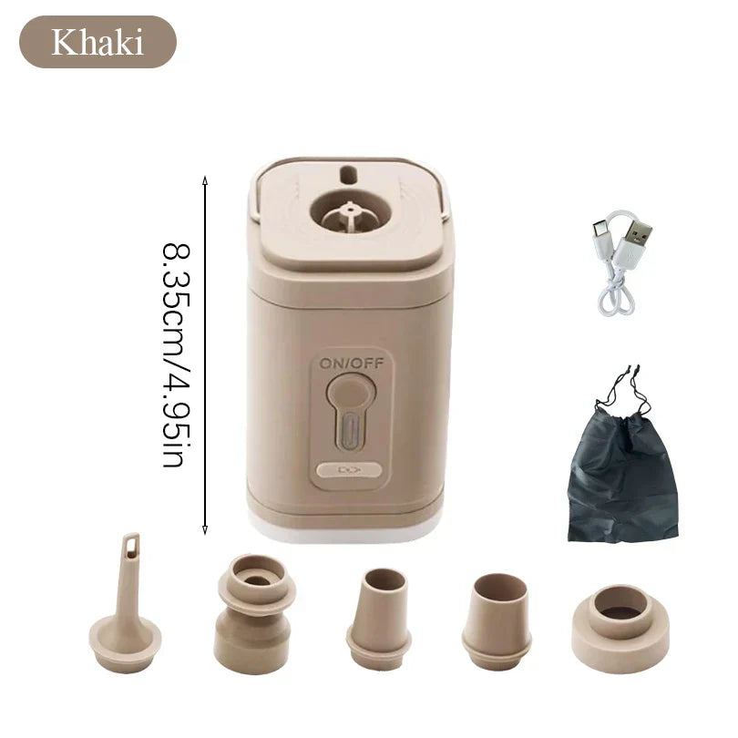 Maliben | Airbreezy Mini Air Pump | Ultra Compact & Usb-C Rechargeable | 5 Nozzles | 200l/Min Power