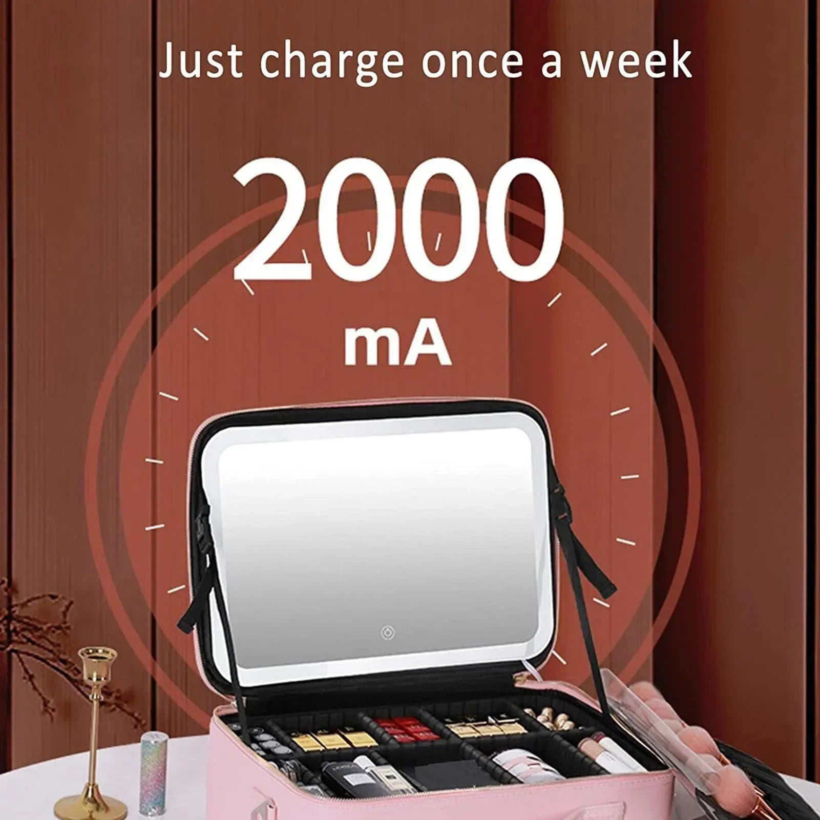 Maliben | Travel Cosmetic Case Led Mirror Makeup Bag