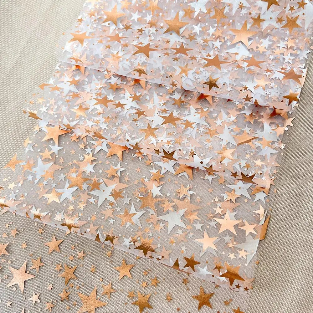 Maliben | Sparkling Table Runner "Stellaluxe" | Gold, Rose Gold Or Silver | Metallic Shimmering Mesh Runner With Star Pattern | For Parties & Dinner Decoration