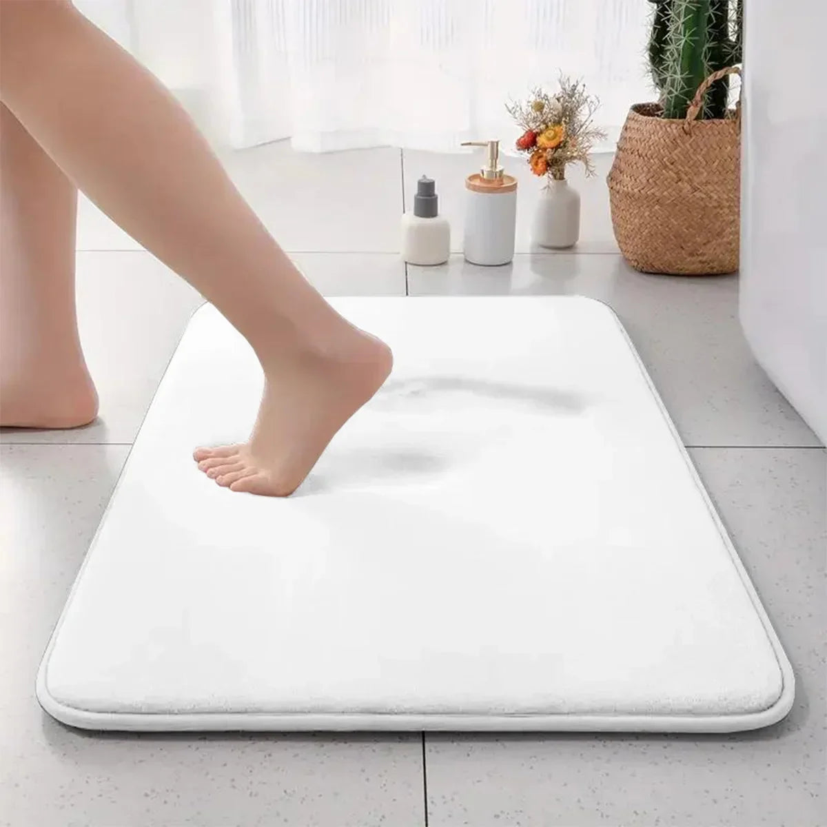 Maliben | Thick Plain Non-Slip Bath Mat Made Of Flannel With Absorbent Capacity