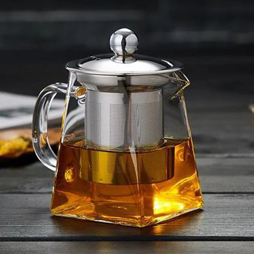 Maliben | Teavora Glass Teapot With Stainless Steel Infuser | Heat Resistant & Dishwasher Safe | For Loose Tea & Tea Flowers | 550/750/950 Ml