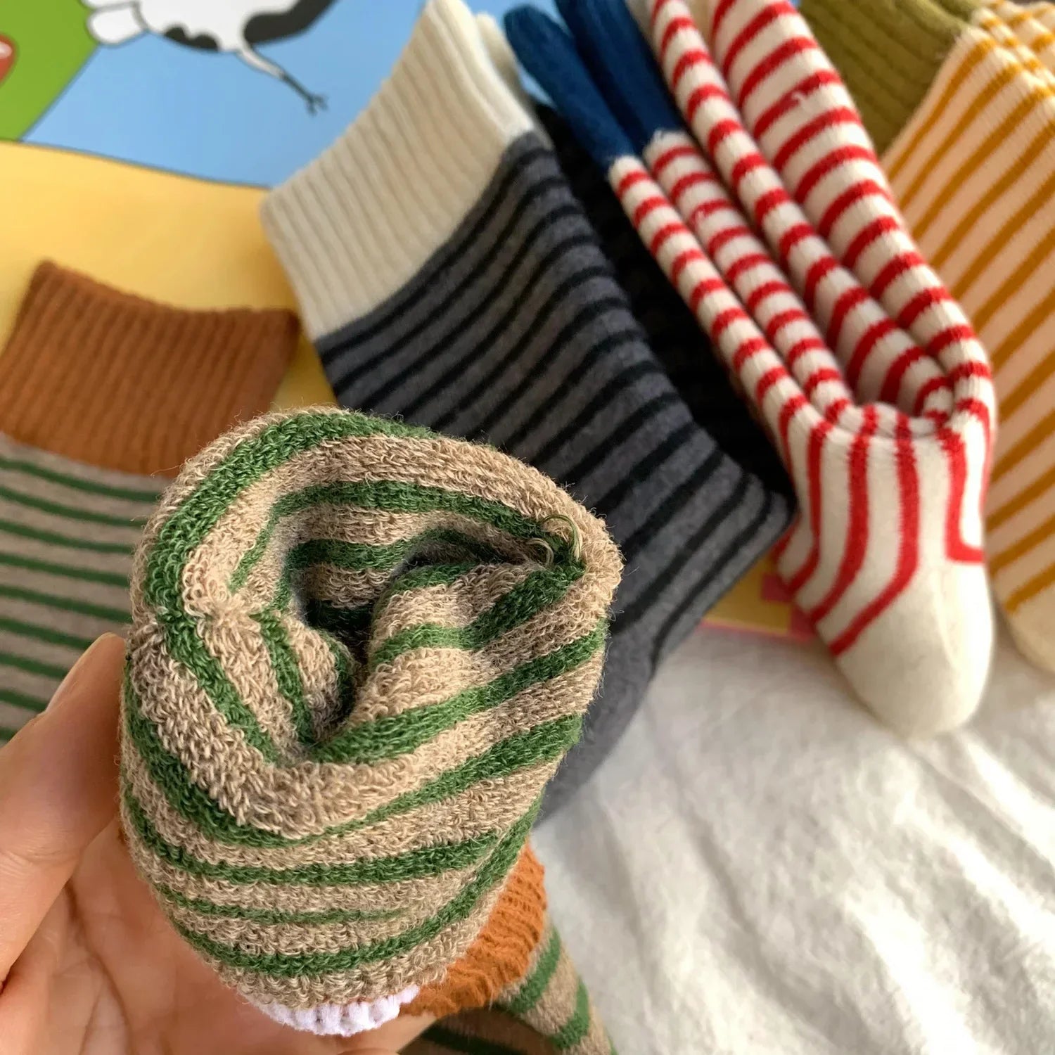 Maliben | Wollherz Women's Wool Socks | Autumn & Winter | Thick & Warm | Ribbed Design | Solid & Stripes