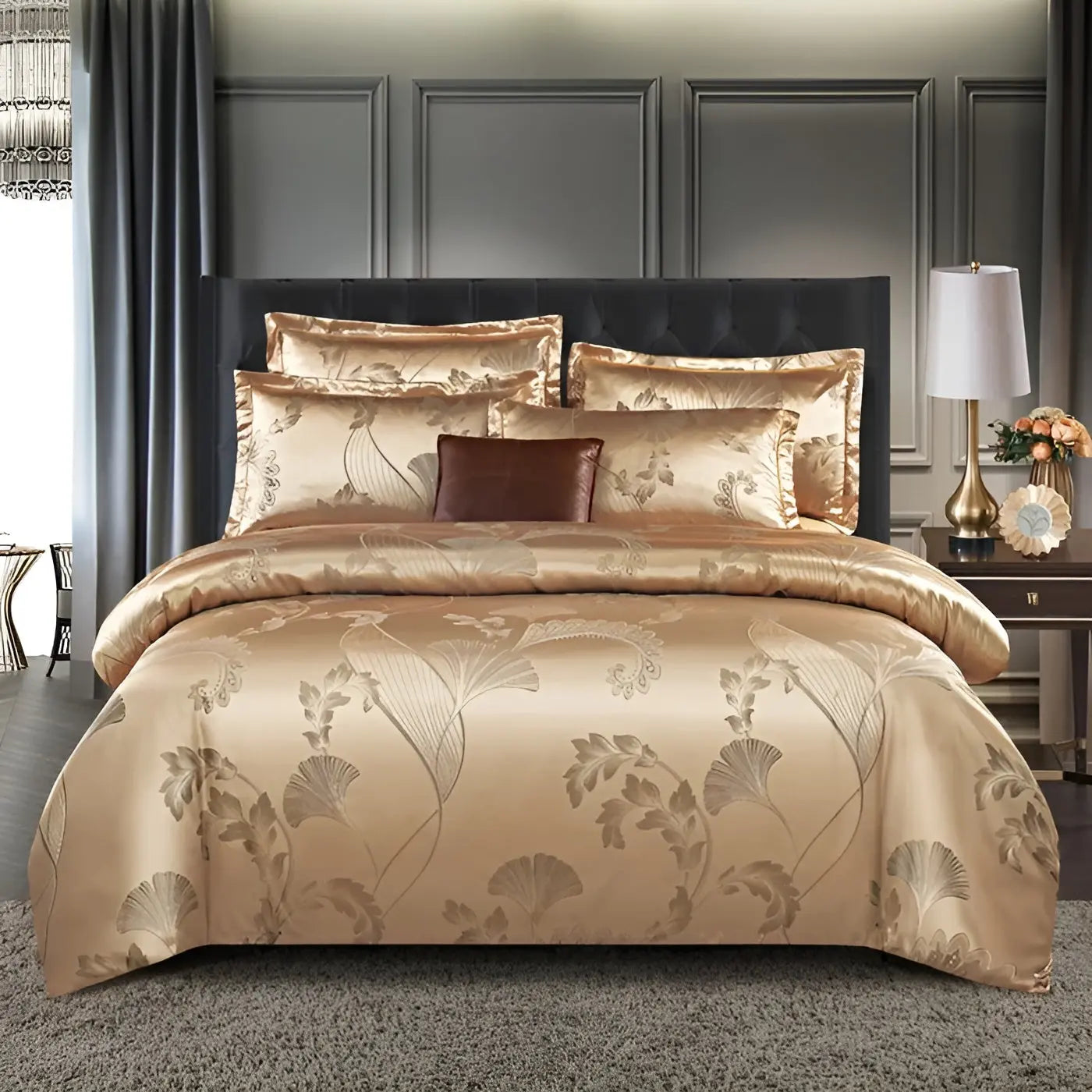 Maliben | Chic Satin Jacquard Duvet Cover For Luxury Bedroom