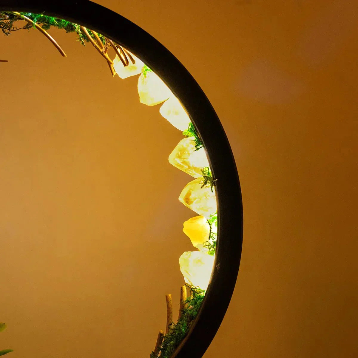 Maliben | Elegant Night Light - Round Frame - Green Crystals - Chic Decoration