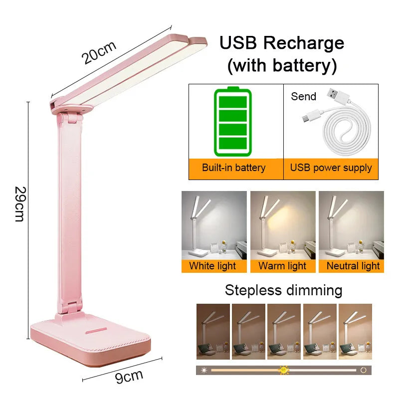 Maliben | Lumifold | Led Desk Lamp | 3 Brightness Levels & Touch Control | Usb Rechargeable & Foldable