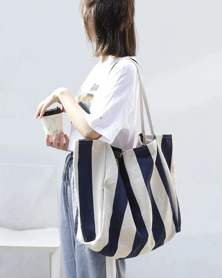 Maliben | Striped linen tote bag