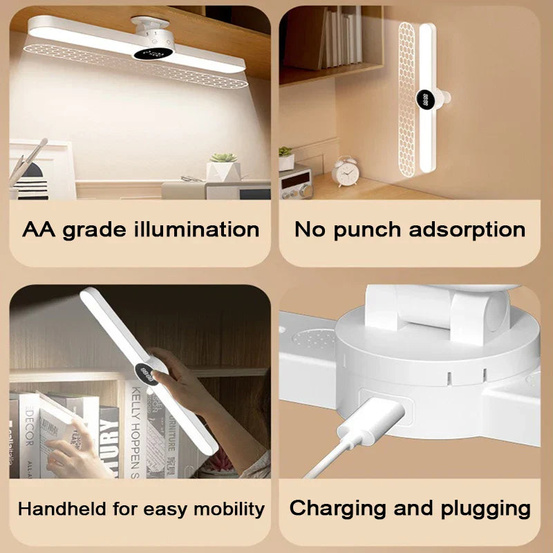 Maliben | Led Desk Lamp Clariomag | With Clock & Alarm | Magnetic & Usb Rechargeable | Steplessly Dimmable | 35 Cm