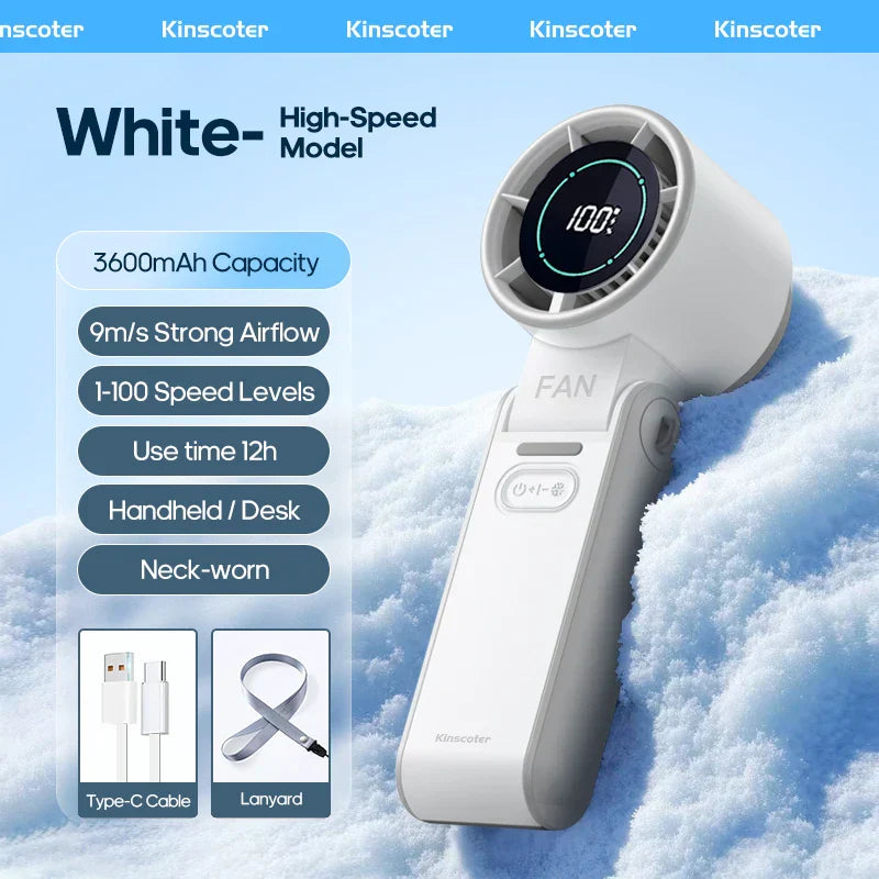 Maliben | Coolitygo Handheld Fan With Ice-Cool Technology | 100 Speed Levels | 3600mah Battery | Foldable & Ultraleight