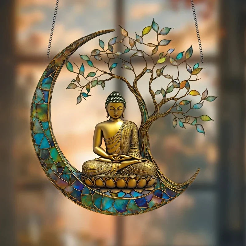 Maliben | Acrylic Sun Catcher Zenlight | 2d Buddha Decor | Window & Home Accessory | Spiritual Room Design