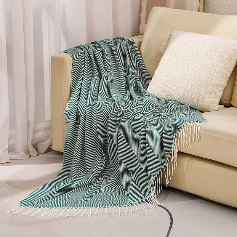 Maliben | Nordic Stripe Throw Sofa Blanket