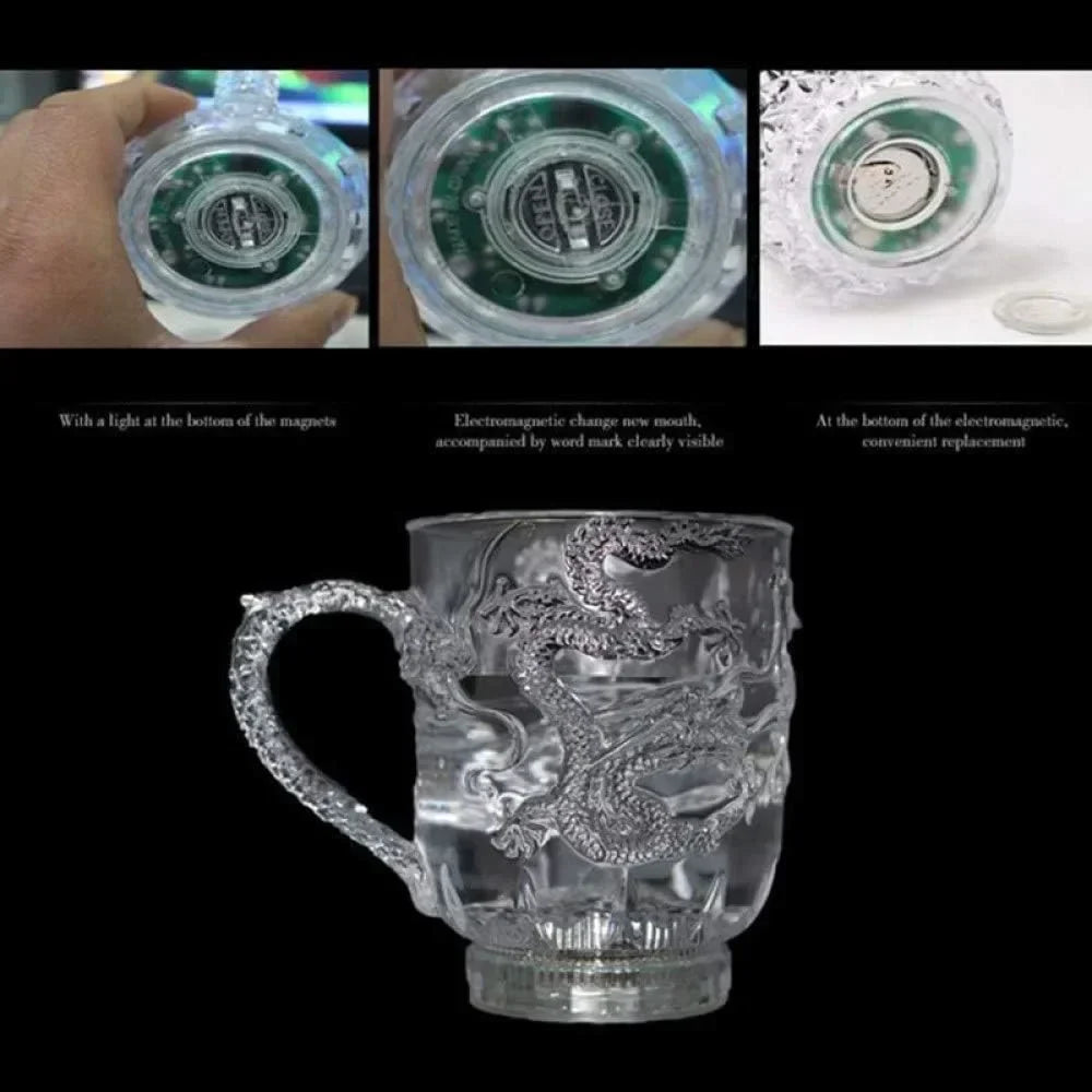 Maliben | 1 piece color changing luminous LED dragon mug water activated lights beer coffee milk tea wine whiskey bar cup travel creative gift