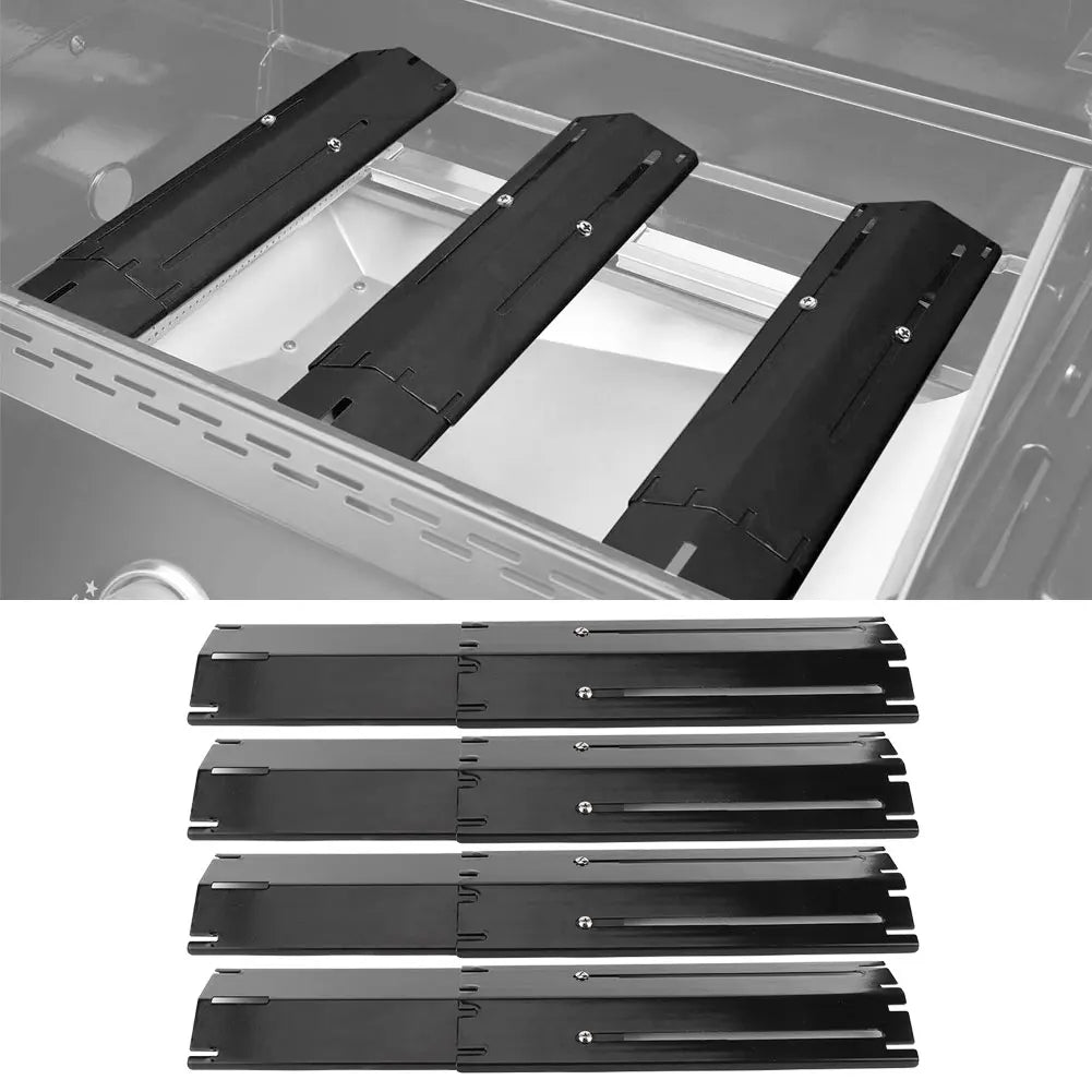 Maliben | Grill Shield Adjustable Heat Shield For Gas Grills | Replacement Thermal Plates Made Of Enamel | 2/4 Pair Set | Universal Adjustable 30–56 Cm