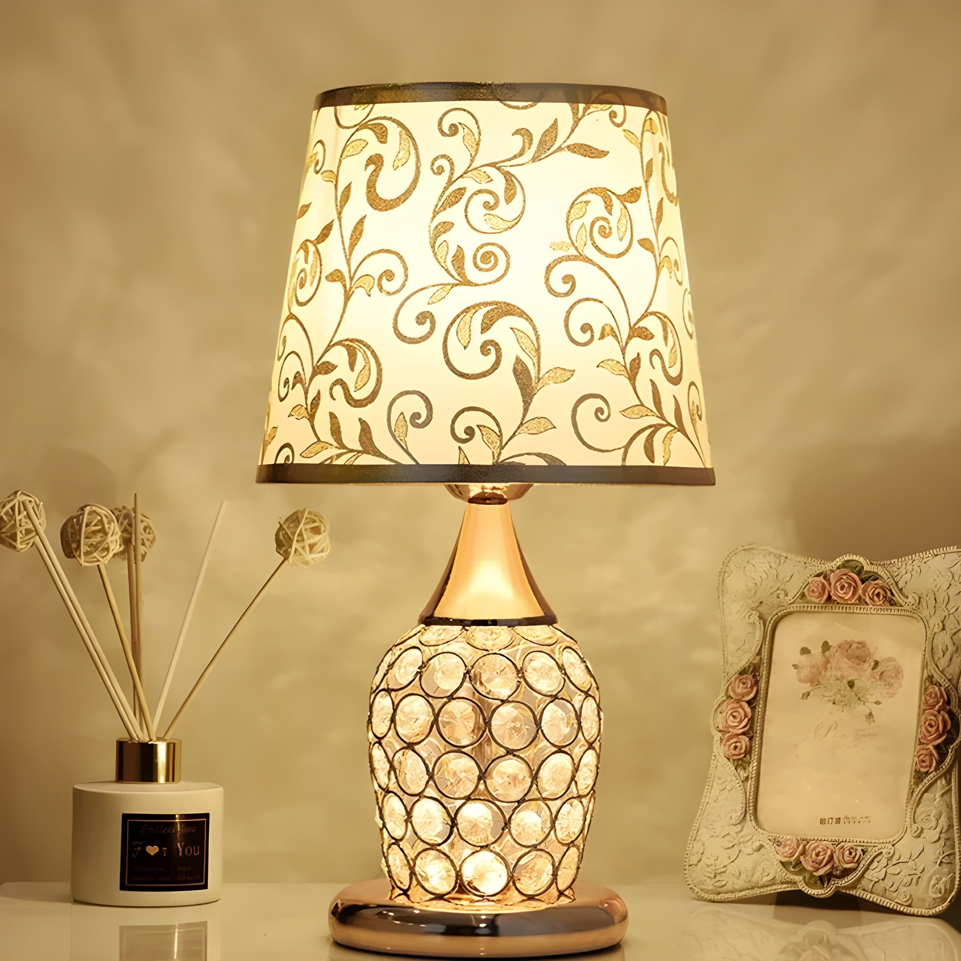 Maliben | Lustrelia Crystal Optic Table Lamp | Led Lighting & Touch Function | Elegant Play Of Light | 220v | Plastic