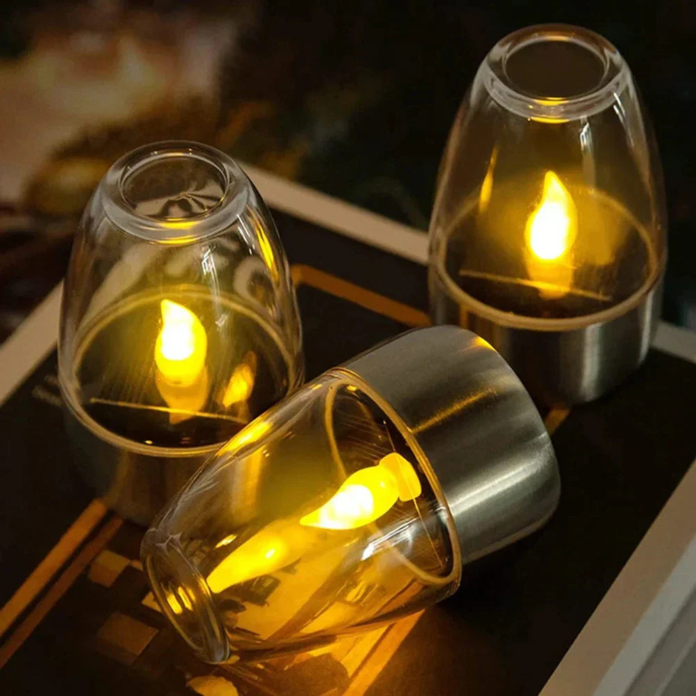 Maliben | Solarflair Stainless Steel Solar Candle Light | Warm White Led Light | For Garden, Terrace & Balcony