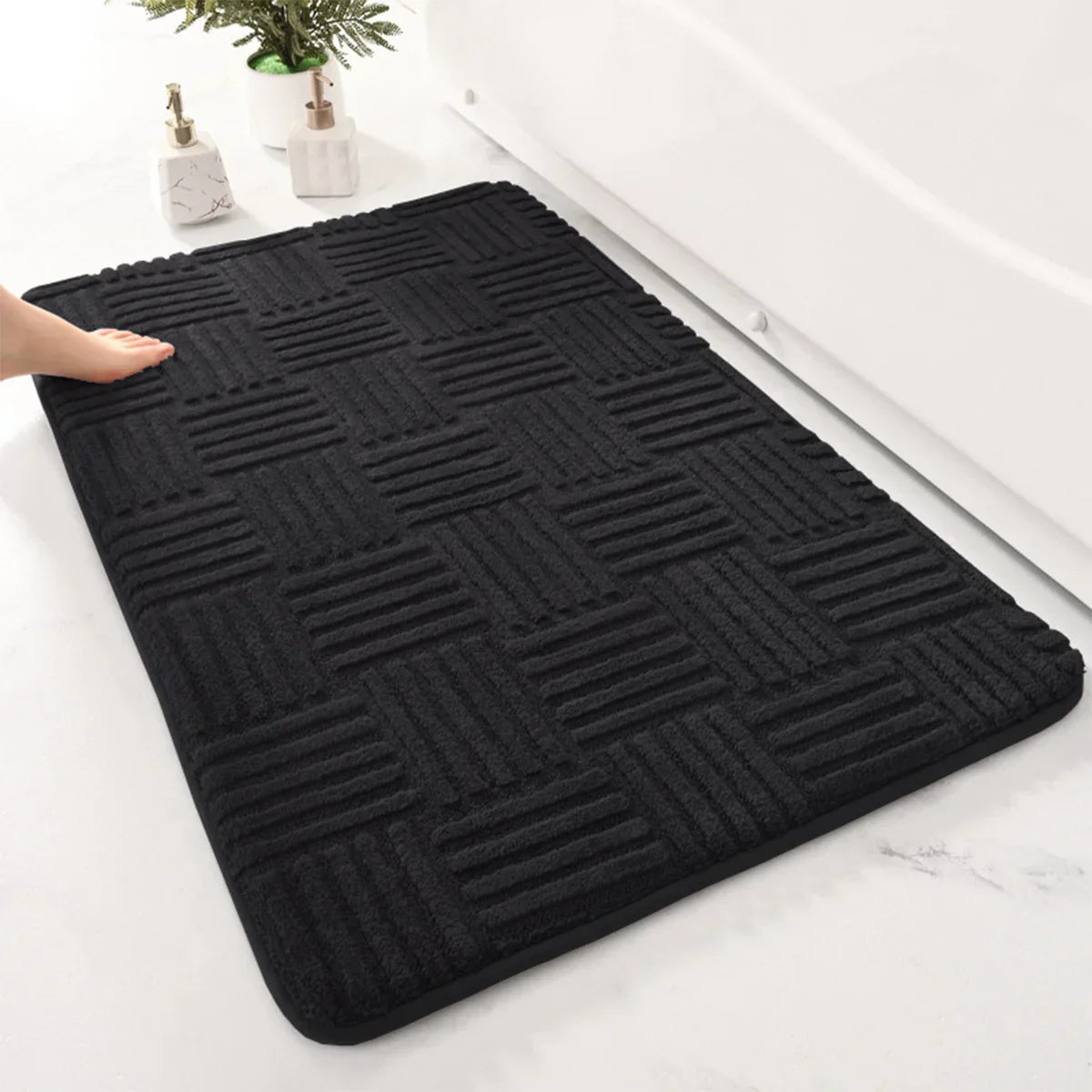 Maliben | Thick Striped Non-Slip Bath Mat With Soft And Absorbent Capability